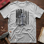 Distressed Flag & Cross T-Shirt