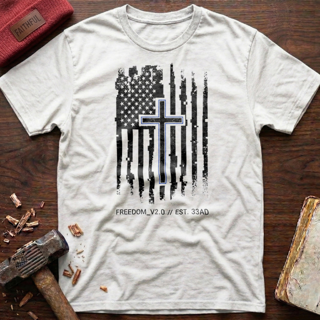 Distressed Flag & Cross T-Shirt
