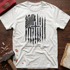 Distressed Flag & Cross T-Shirt