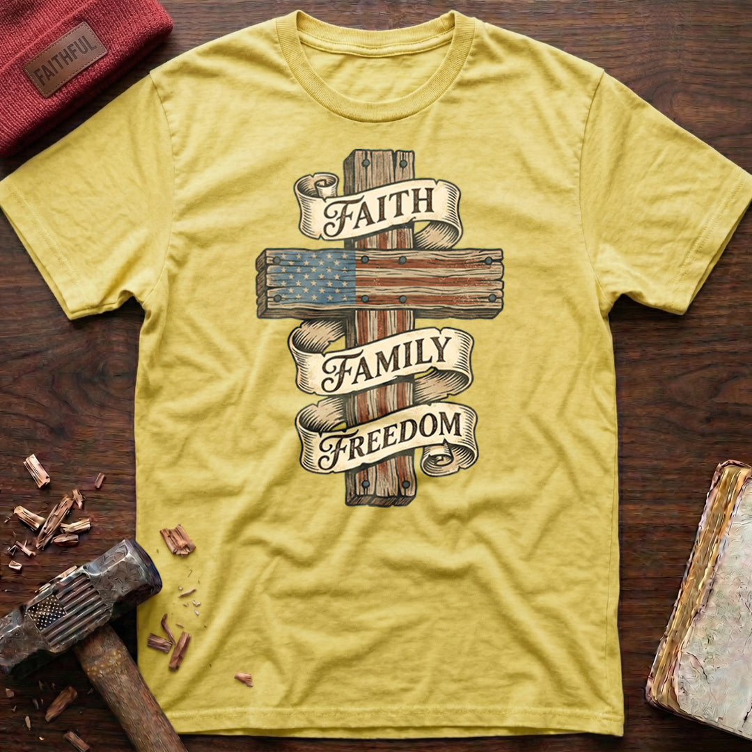 Faith Family Freedom Scroll T-Shirt