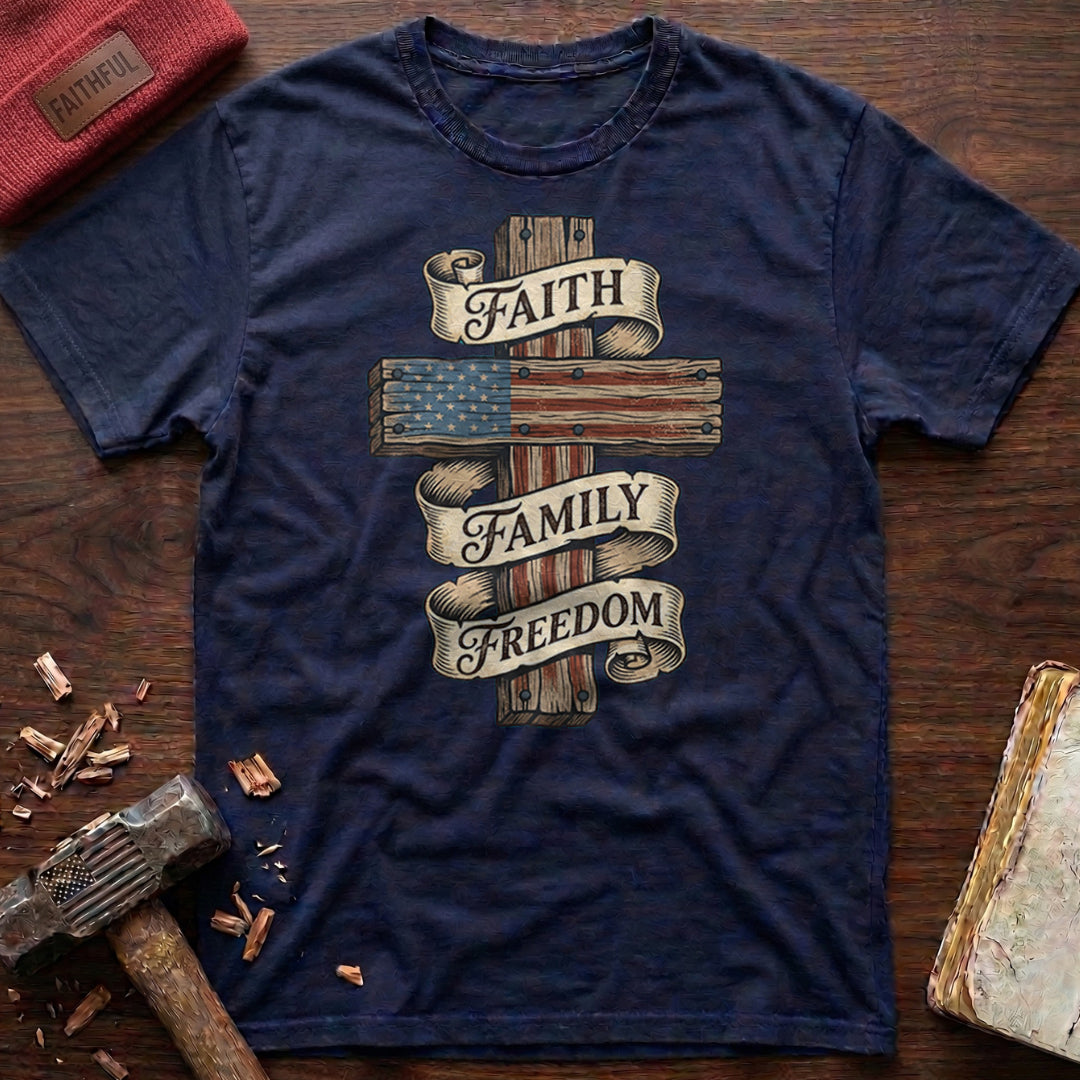 Faith Family Freedom Scroll T-Shirt