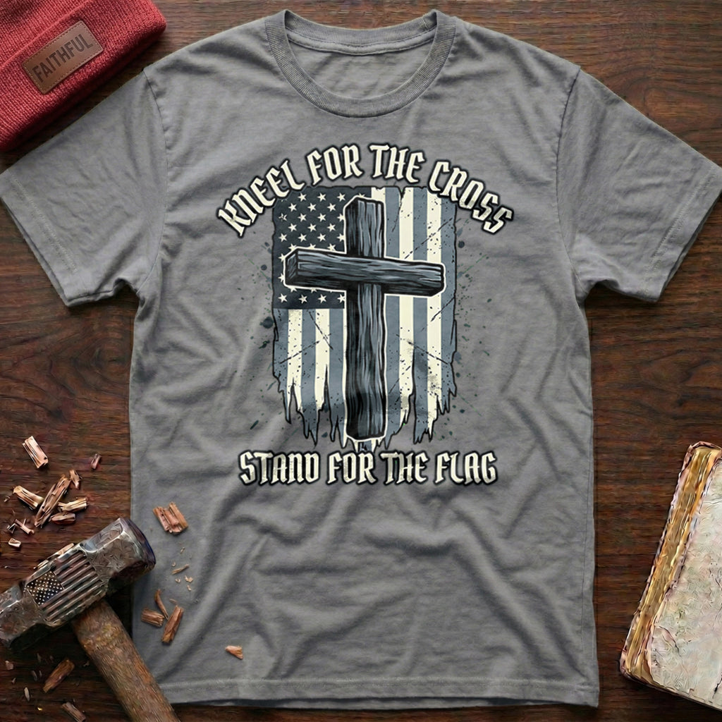 B&W Kneel For The Cross T-Shirt