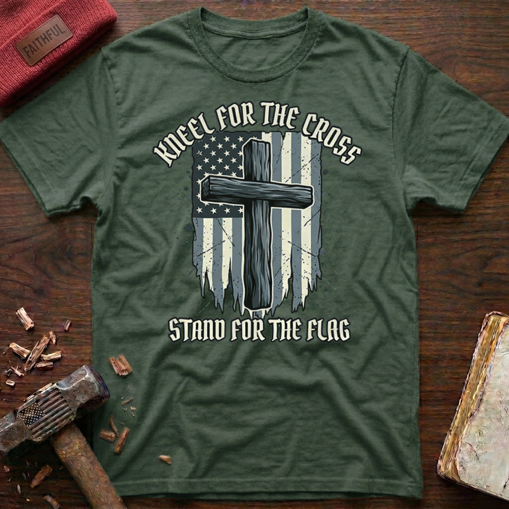 B&W Kneel For The Cross T-Shirt